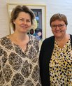 Tysklærere Line Mortensen og Lis Høj fotograferet under interviewet med NCFF på Handelsgymnasiet Ikast-Brande.